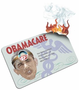 Burn your pretend ObamaCare card to make an imaginary protest against an imaginary problem.